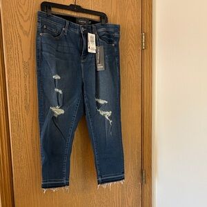 Torrid Women's Dark Blue Distressed Cropped Jeans